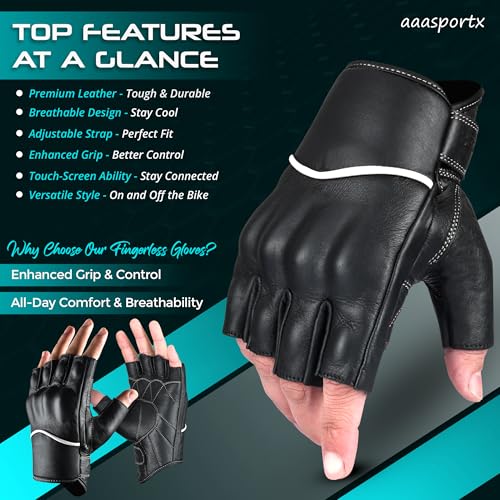 Motorcycle Gloves Men's Leather Motorbike Gloves Touchscreen Function