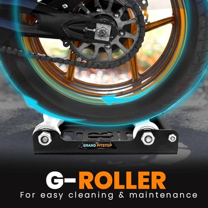 Motorcycle & Powersports Maintainence Stand Wheel Cleaning Wheel Roller Stand for tire Cleaning & Chain Lubrication