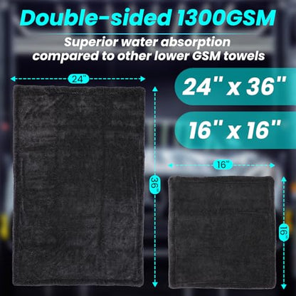 2 Pack 1300 GSM Car Drying Towel (2 Count)