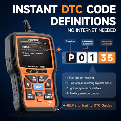 NT301 OBD2 Scanner Live Data Professional Mechanic OBDII Diagnostic Code Reader Tool for Check Engine Light