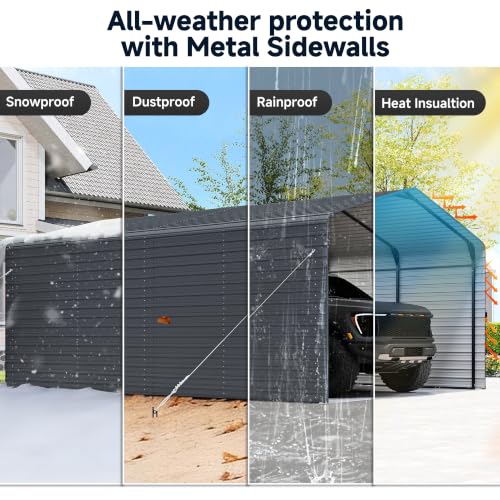 12x20 FT Heavy Duty Enclosed Metal Carport