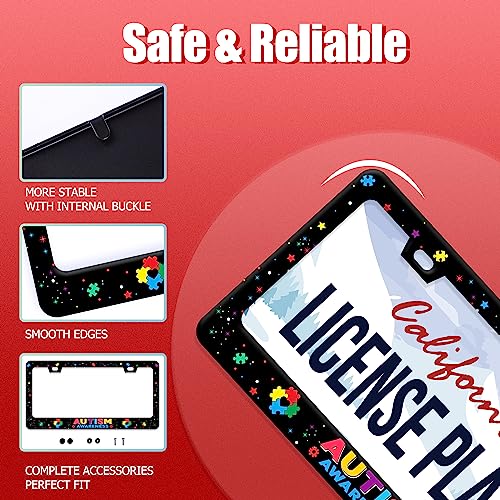 Autism Awareness License Plate Frame Stainless Steel Decorative 12.3"x6.3"