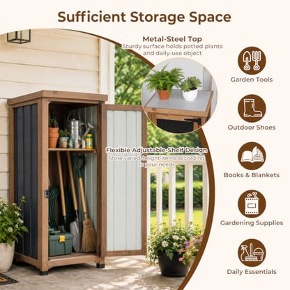 Outdoor Storage Cabinet Waterproof with Metal Top