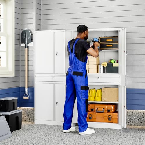 Metal Garage Storage Cabinet with Locking Doors and Adjustable Shelves