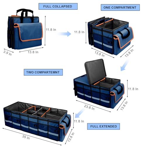 Car Trunk Organizer and Storage with Removable Leakproof Cooler Bag