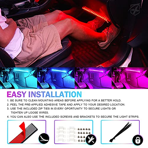 8Pcs Car RGB LED Strip Lights (4 Count)
