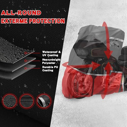 420D Waterproof Motorcycle Cover for Touring Models with Side Top Box