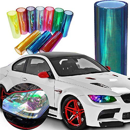 LED LIGHT 12 by 48 inches Self Adhesive Shiny Chameleon Headlights Tail Lights Fog Lights Films