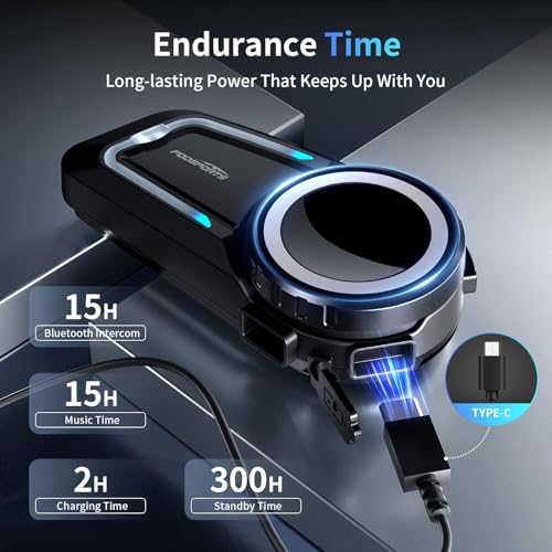 FX7 10 Rider Mesh Motorcycle Bluetooth Intercom with Music Share (2 Count)