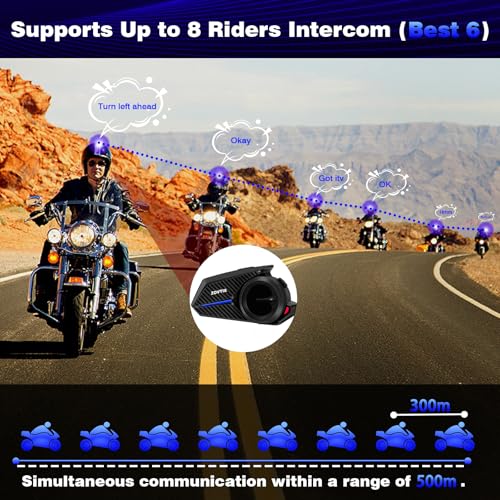 Motorcycle Helmet Headset 8 Riders Communication System X8 Intercom with Music Sharing