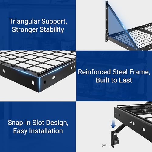 2 Pack 2x4 ft Garage Wall Shelving with 4 Hooks (2 Count)