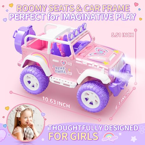 Pink Remote Control Car for Girls with Fog Mist & Music