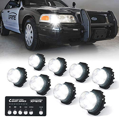White LED Hideaway Strobe Lights Kit (8 Count)