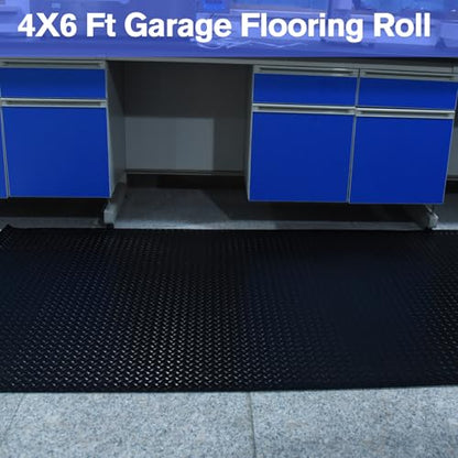 4x6FT Flooring Roll Diamond Plate Rubber Garage Floor Mat