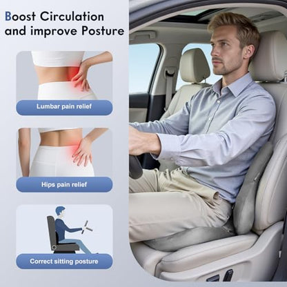 Memory Foam Car Seat Cushion and Lumbar Support Pillow for Car