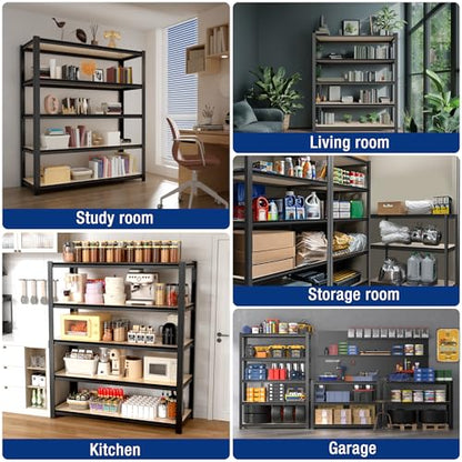 5 Tier Black Shelving with Board (5 Count)