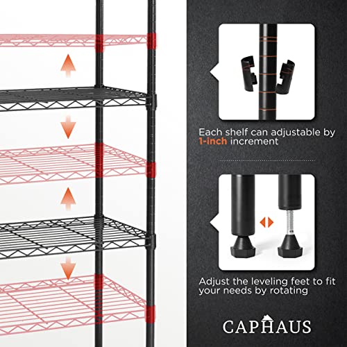 3/4/5-Tier Adjustable Height Wire Shelving Unit, Metal Steel Storage Shelve, Rack Shelving, Garage Shelving Storage Organizer, Utility Storage Shelf, 3-Tier Without Wheels, Black