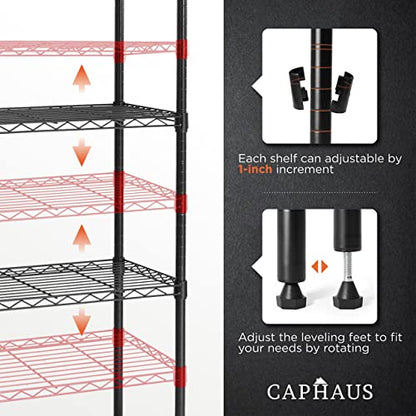 3/4/5-Tier Adjustable Height Wire Shelving Unit, Metal Steel Storage Shelve, Rack Shelving, Garage Shelving Storage Organizer, Utility Storage Shelf, 3-Tier Without Wheels, Black