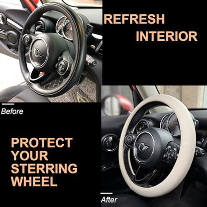Large Size Nappa Leather Steering Wheel Cover 15.75 Inch
