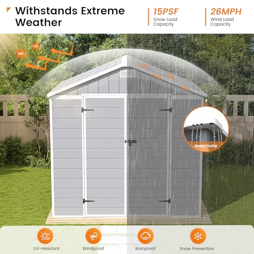 Resin Storage Shed 8 x 6 FT Plastic Outdoor Shed with Lockable Door