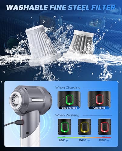 Handheld Car Vacuum Cordless Portable 17000PA Foldable HL133 Silver