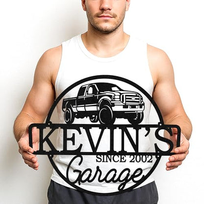 Custom Garage Workshop Metal Sign Personalized Tool Name Wall Art for Car Truck Mechanic Shop Decor Durable Steel Sign for Dad Husband Men’s Auto Workspace or Fence