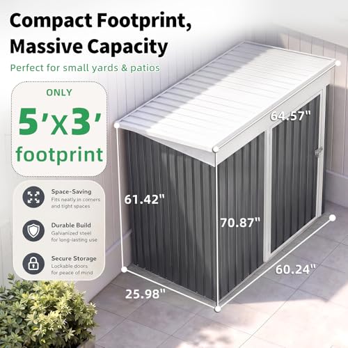 3' x 5' Outdoor Metal Storage Shed