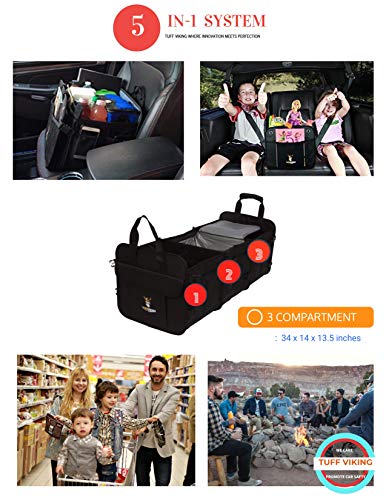 Convertible Large 3 Compartment SUV Trunk Organizer with Cover