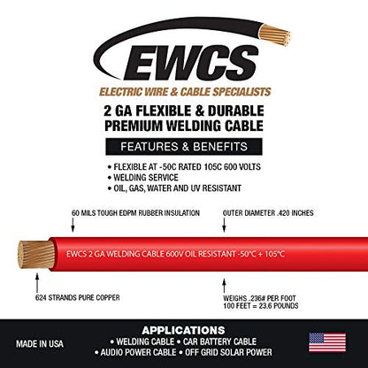 2 Gauge Premium Extra Flexible Welding Cable 600 Volt
