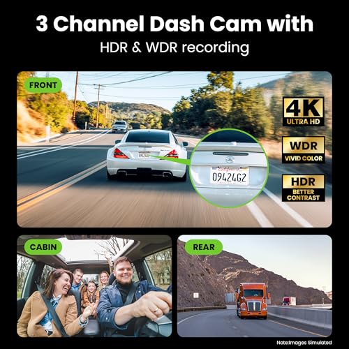 3 Channel Dash Cam 4K Front Inside Rear