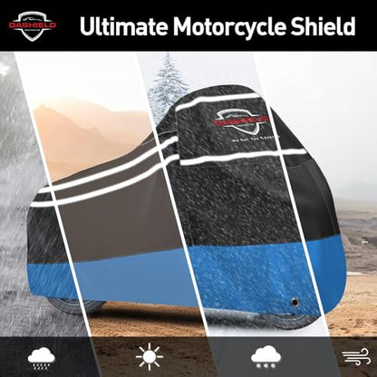 Ultimum Series Motorcycle Cover Waterproof All Weather Protection Universal Heavy Duty Night Reflector with Lock