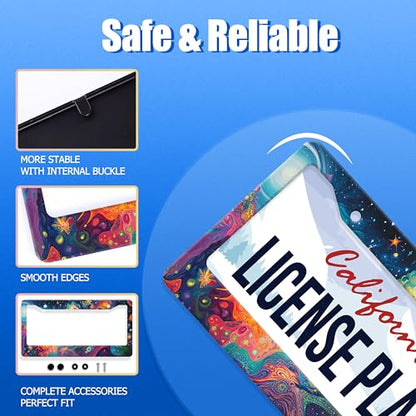 Abstract Galaxy License Plate Frame Stainless Steel Accessory12.3x6.3 in