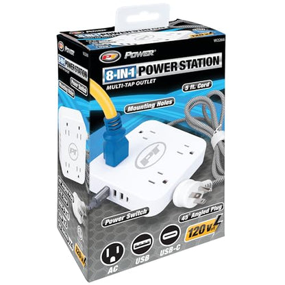W2266 8-in-1 Multi-Tap Outlet Power Strip, 5 ft. Cord