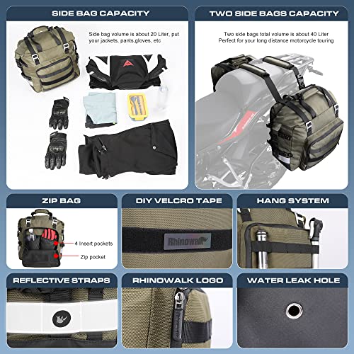 Motorcycle Saddlebag Waterproof Motor Luggage Pack Quick Release Motorbike Side Bag 20L Fits Most Adventure and Sports Bike Motorcycle Racks