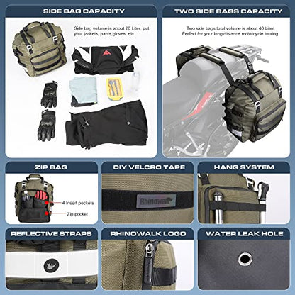 Motorcycle Saddlebag Waterproof Motor Luggage Pack Quick Release Motorbike Side Bag 20L Fits Most Adventure and Sports Bike Motorcycle Racks
