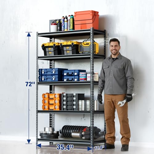 5 Tier Black Shelving with Board