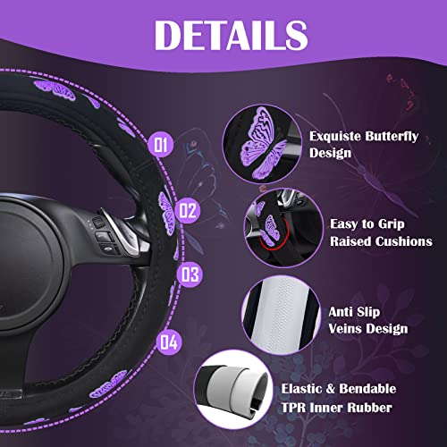 Purple Butterfly Steering Wheel Covers