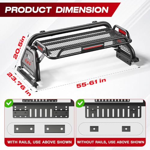 Roll Bar for Truck with Cargo Basket