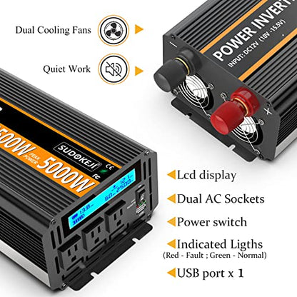 2500W Power Inverter 12V DC to AC 110V