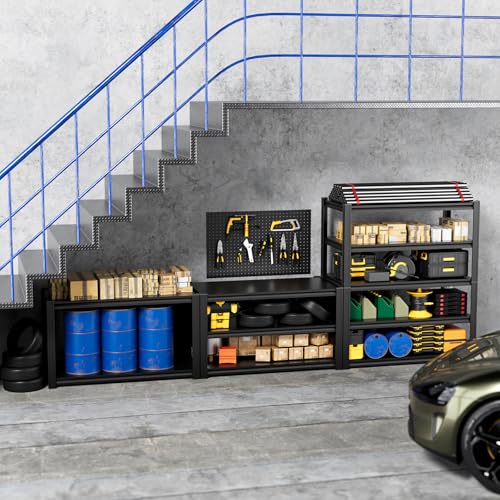 5 Tier 40”W X 20”D X 72”H Heavy Duty Garage Storage Shelves 2500LBS Basement Shelving Heavy Duty Adjustable Unit Rack Metal Rack