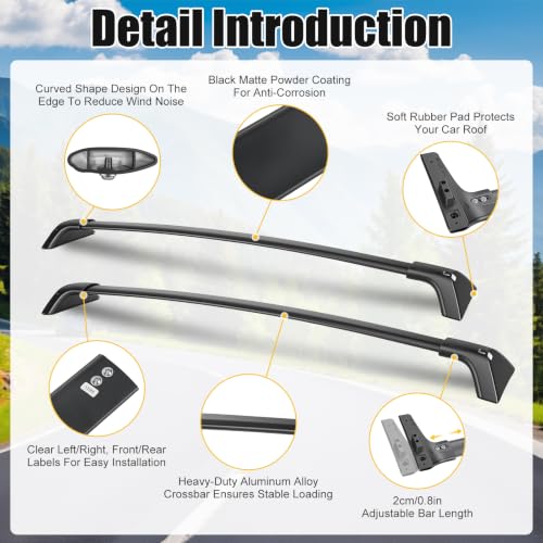 260lbs Aluminum Roof Rack Cross Bars for Fit Toyota RAV4 2019