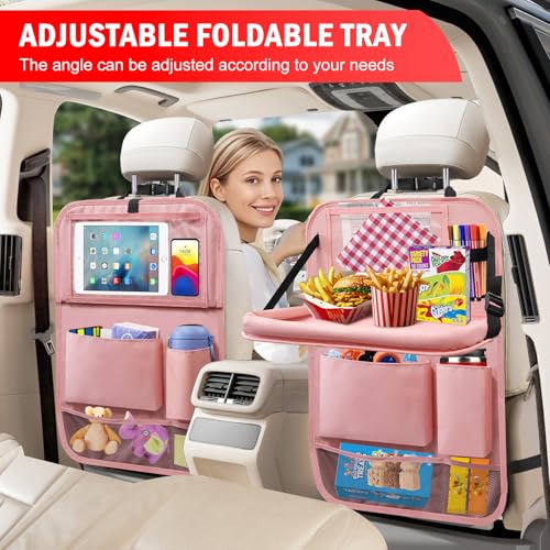 2Pack Car Backseat Organizer with Foldable Table Tray