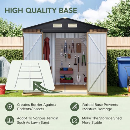 10 x 8 FT Storage Shed with Floor Frame for Backyard