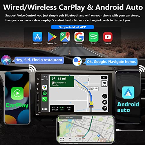 Wireless Carplay Double Din Car Stereo with Android Auto