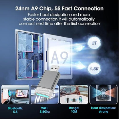 2in1 Mini Wireless Carplay Adapter for Apple iPhone & Android Auto