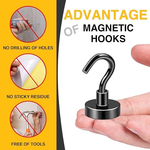Magnetic Hooks 8pcs 50lbs Cruise Essentials 2026 Magnet Hook Black (8 Count)