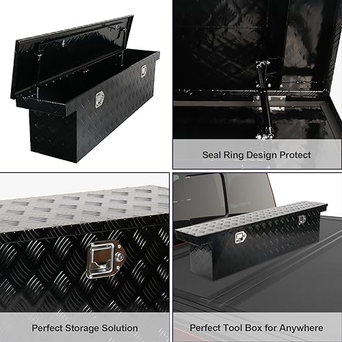 60 Inch Heavy Duty Aluminum Tool Box Wide Utility Trailer Stripes Plated