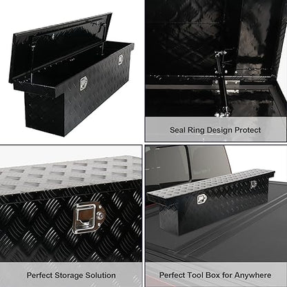 60 Inch Heavy Duty Aluminum Tool Box Wide Utility Trailer Stripes Plated
