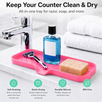 Silicone Soap Dish with Drain Spout