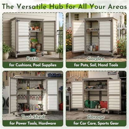 Small Outdoor Storage Cabinet with Shelf